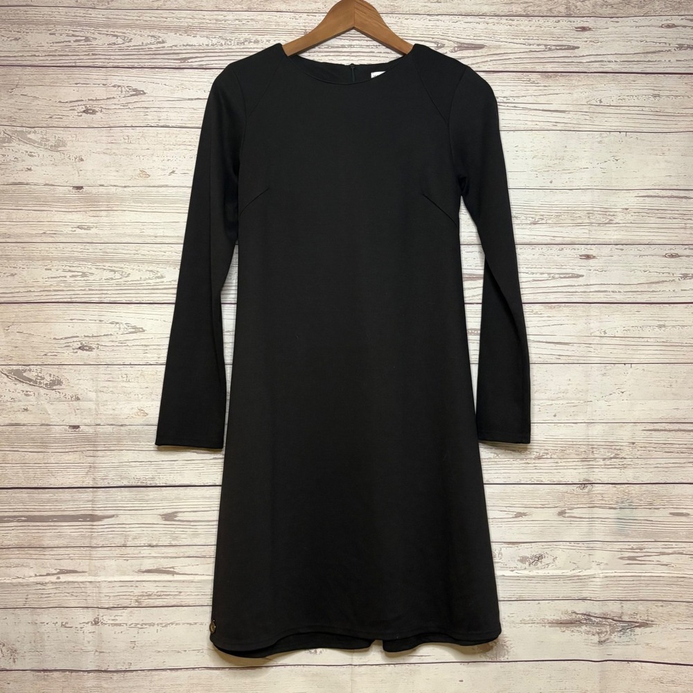 Makadamia‎ Black Long Sleeve Shift Dress Size 36 Crew Neck Mini Dress